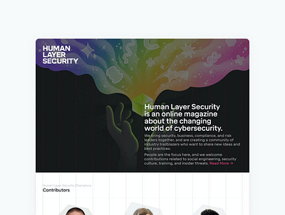 Human Layer Security — Contributors 3d blog cybersecurity editorial identity interactive startup website