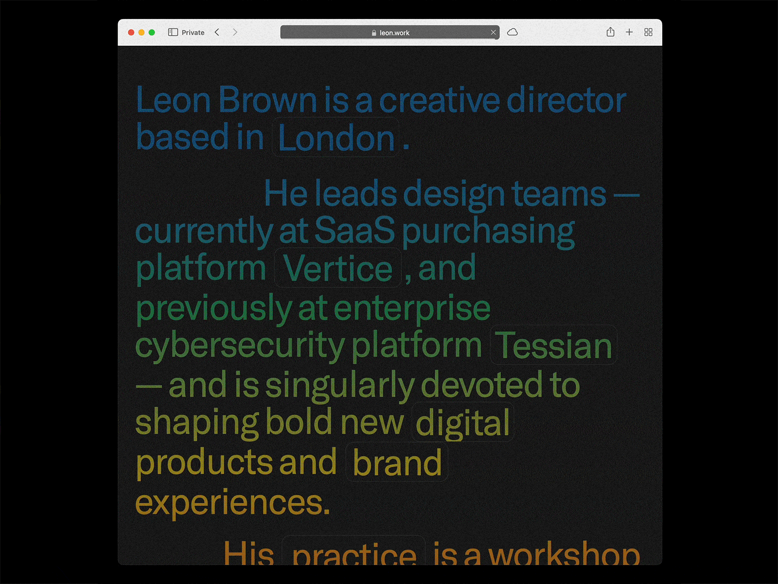 Personal Website — Homepage Update gradient personal portfolio web design webflow
