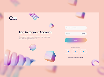 Log in page 3d design figma ui ux webpage website wed design