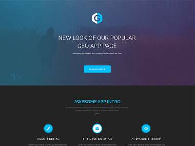 GEO PLUS App Landing Page Theme app app landing apps dark style geo gradient light style web app page