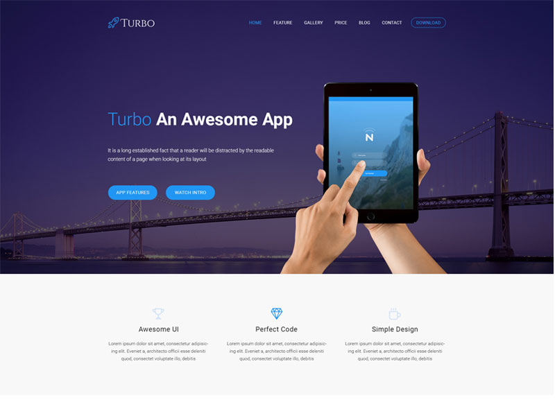 Turbo App Landing Template by Code Passenger on Dribbble