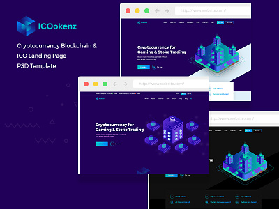 ICO Tokenz - ICO CryptoCurrency Landing Page bitcoin cryptocurrency exchange exploration ico isometric illustration landing page ripple trade