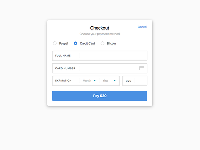 Credit Card Checkout blue checkout modal payment ui