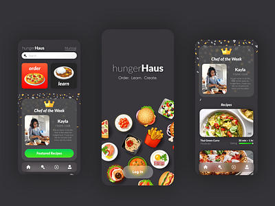 Food Delivery and Learning app - hungerHaus adobe photoshop adobe xd app design app ui delivery app ui food food and drink food app food delivery food delivery app glass effect glassmorphism learning app ui ui ux ui ux design ui design ui ux uidesign uiux
