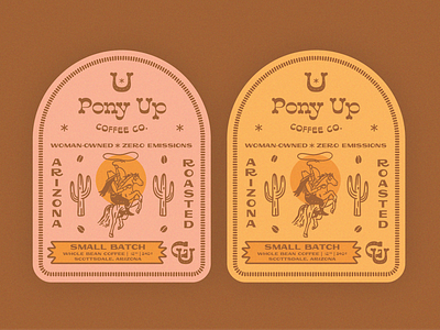 Pony Up Coffee Co. Label & Branding Design by Abby Leighton arizona branding coffee cowgirl desert label design logo design old roasters west western