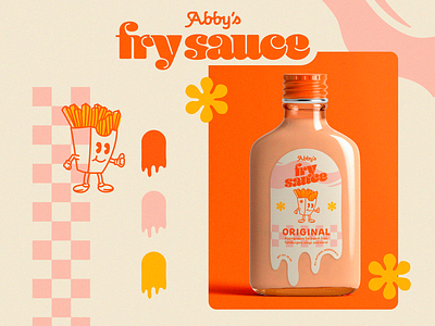 Abby's Fry Sauce Packaging & Label Design by Abby Leighton 1950s branding character label logo packaging retro vintage