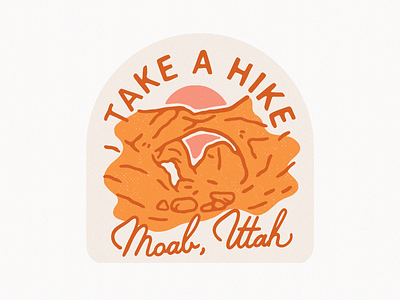 Take A Hike: Moab, Utah Sticker Souvenir Design arches badge design double arch moab national park retro souvenir sticker typography vintage