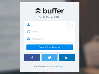 Buffer Sign Up Form form loading redesign sign up social