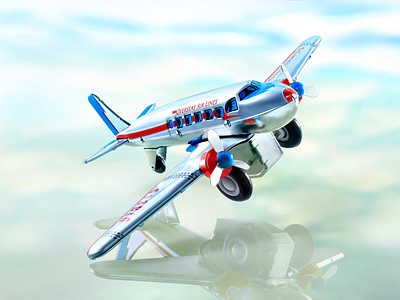 schylling toy metal dc3 airplane composite image photography