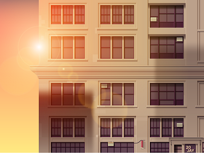 DUMBO sunset architecture brooklyn building dumbo facade geometric illustration new york sunset vintage warm