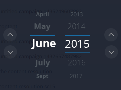 Month & Year Fullscreen Datepicker - Dark UI