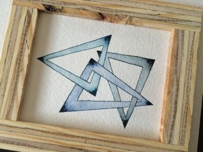 Triangle Links abstract blue geometric navy paint plywood triangle triangles water watercolor wet on wet