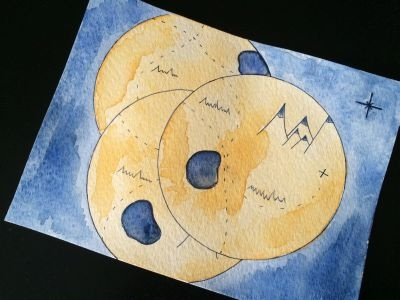 Layered Adventures abstract blue circle circles map navy organic paint water watercolor wet on wet