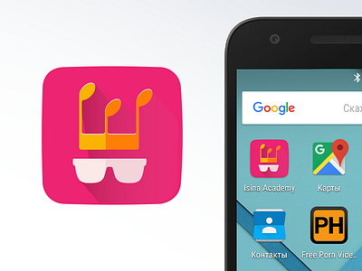 Isina Android App Icon boss crown king long shadow material music note partiture pink sunglasses