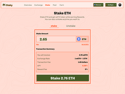 Liquid ETH 2.0 staking DApp app dapp defi design product design ui uiux design ux web3