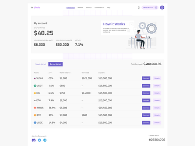 Defi lending and borrowing platform defi design product design ui uiux design ux web3