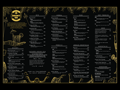 Darling's Bar Menu Design