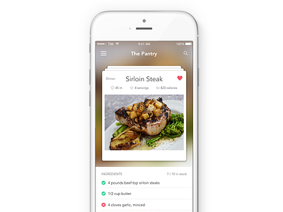 The Pantry iOS concept - Food recipes and meal preparation