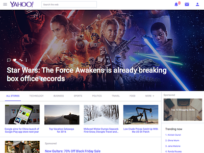 Yahoo Web Homepage Redesign