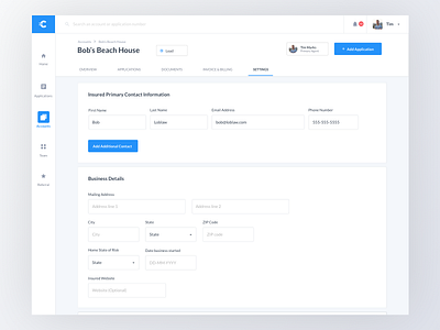 User Dashboard Account Settings