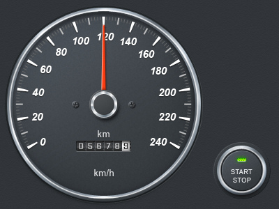 Speedometer app button car dashboard gray led speedometer ui