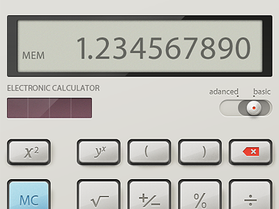 Calculator buttons calculator digits electronic gray solar switch ui