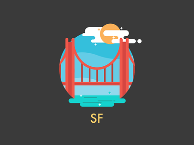 Goodbye, San Francisco golden gate bridge icon illustration san francisco