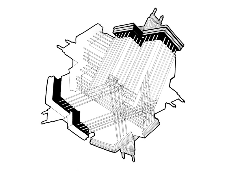 Torres de Colón drawing geometric linear black pen markers madrid spain architecture abstract tower colon