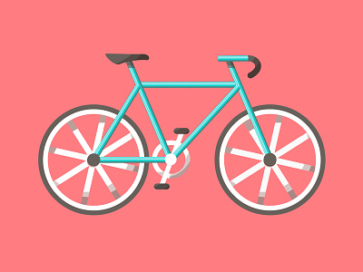 Bike bicycle bike coral cycling flat illustration illustrator minimal simple teal vector
