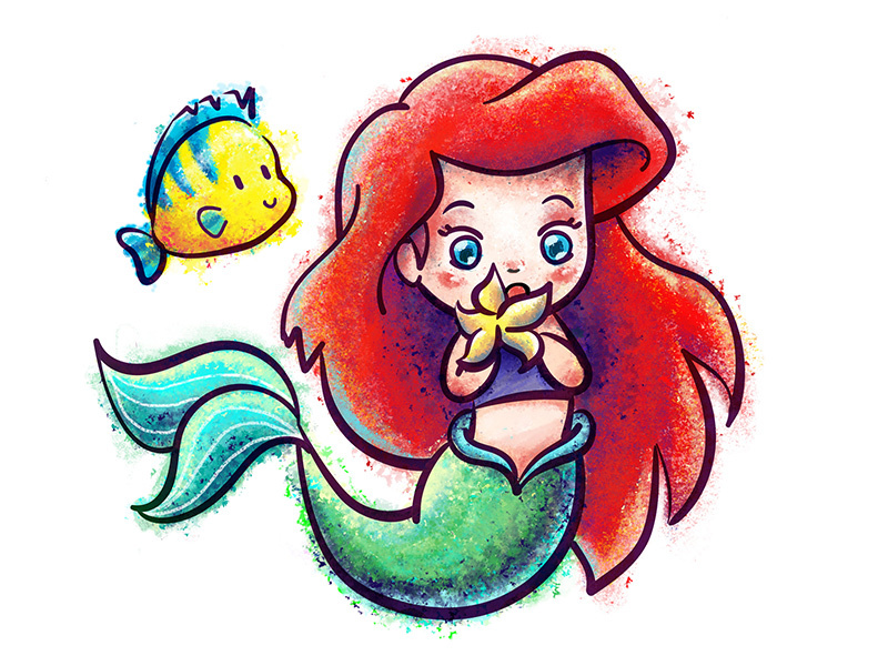 Ariel animation ocean cute princess color mermaid digital illustration disney ariel