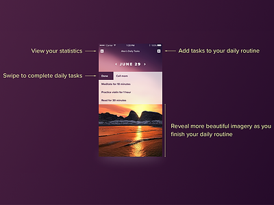 Daily Tasks How It Works alex lee app design how to mobile purple task management ui user flow ux whitespace