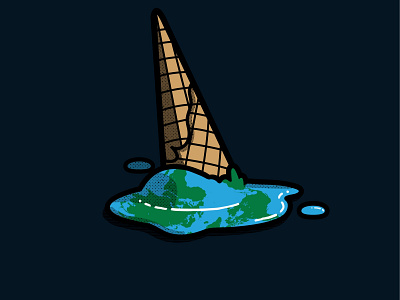 Earth is Melting artwork climate change earth environment ice cream illustration vector