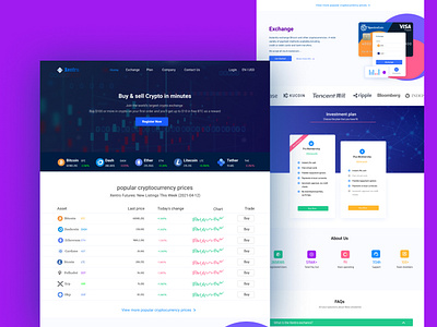 Web ui design for crypto or bitcoin exchanges..