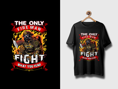 FireMan T-shirt Design fire firefighter illustration logo merch minimal print t shirt design tee tee shirts vector