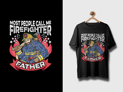 Fire Fighter T-shirt Design custom design fire firefighter fireman illustration logo merch print tee tee shirts vector