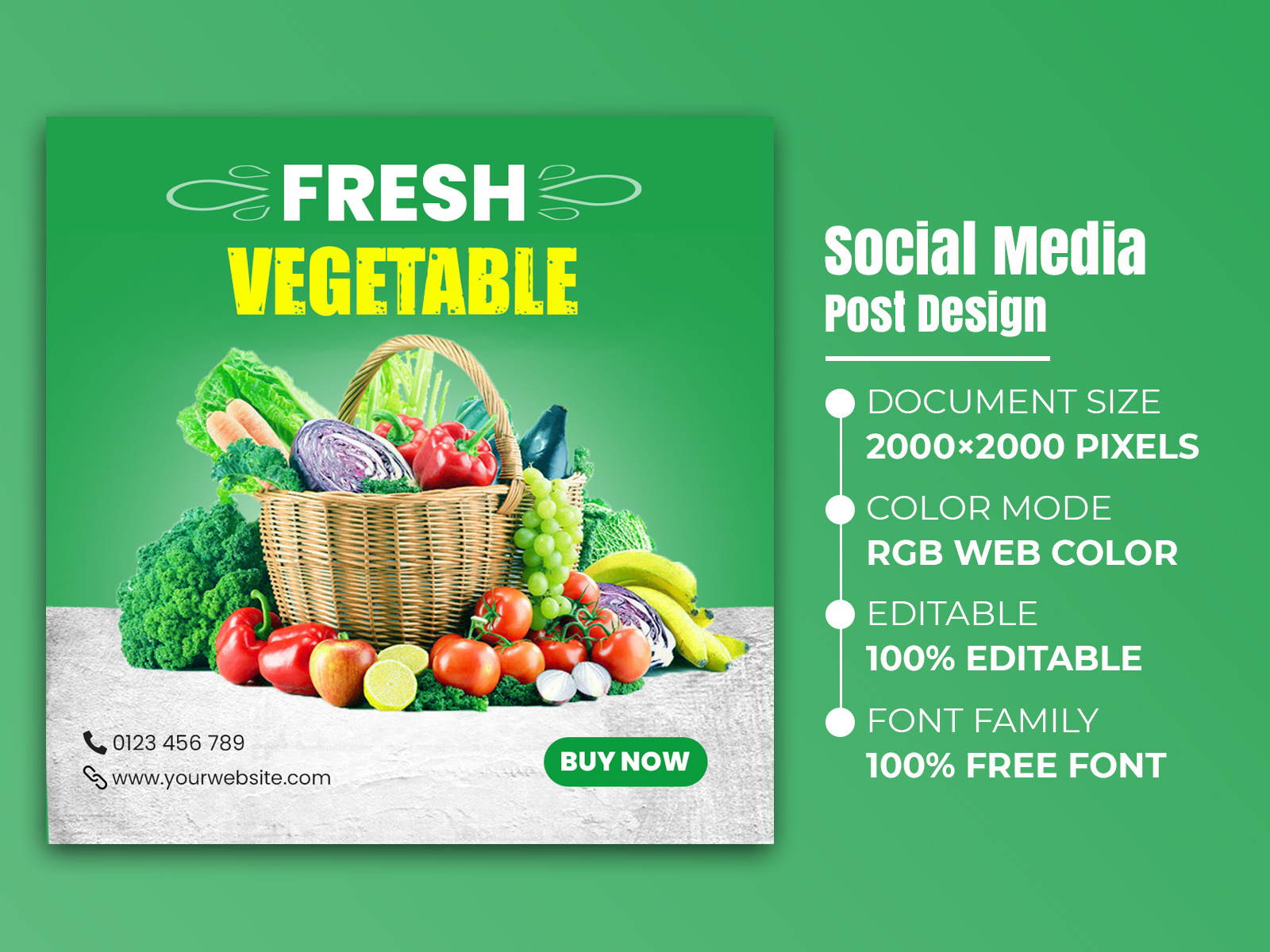 Vegetable Social Media Post Design-Social Media Template by Hafizul ...