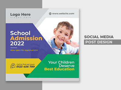 School admission social media post design-school ads design branding concept facebook post instagram post modern design school admission school banner typography vector web banner webdesign