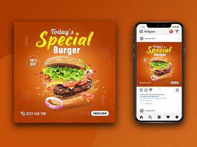 Burger social media post design-food ads design banners burger food post graphic design