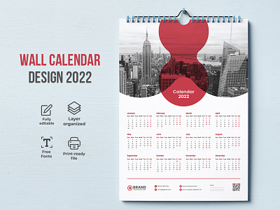 Wall calendar design 2022 january wall calendar