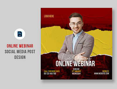 Online webinar social media post design, Instagram post design ads design agency banner brand identity branding branding design business business conference creative facebook cover instagram post media meeting modern office online post social web banner