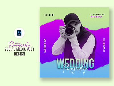 Wedding photography social media post design template