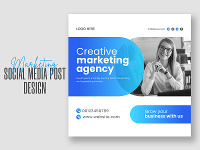 Creative marketing agency social media post design template