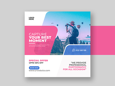 Photography Social Media Post Design Template professional