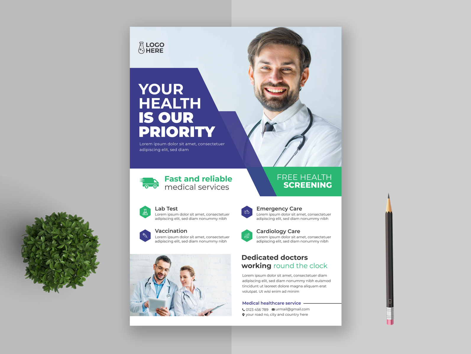 Professional Modern Medical Healthcare Flyer Design Template by Hafizul ...