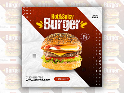 Restaurant food burger social media post design template