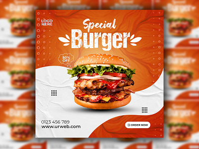 Restaurant food special burger social media post design template