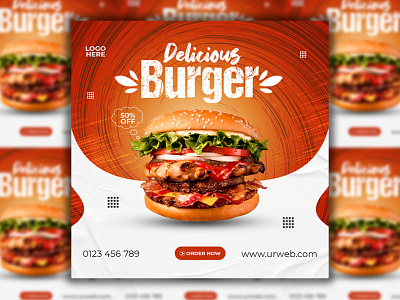 Food social media post and promotional ads design template