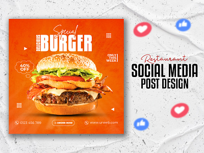 Promotional ads or social media design for restaurant food