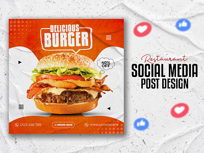 Restaurant food social media banner or promotional web banner