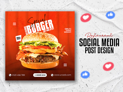 Restaurant special food promotional banner design template